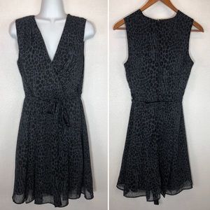 Kirna Zabete Leopard Animal Print Dress Faux Wrap